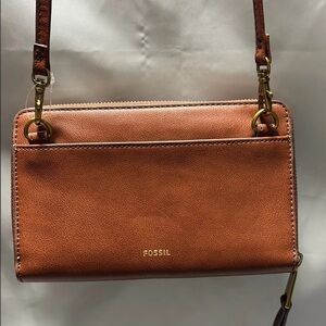 Fossil Tan Leather Crossbody Bag